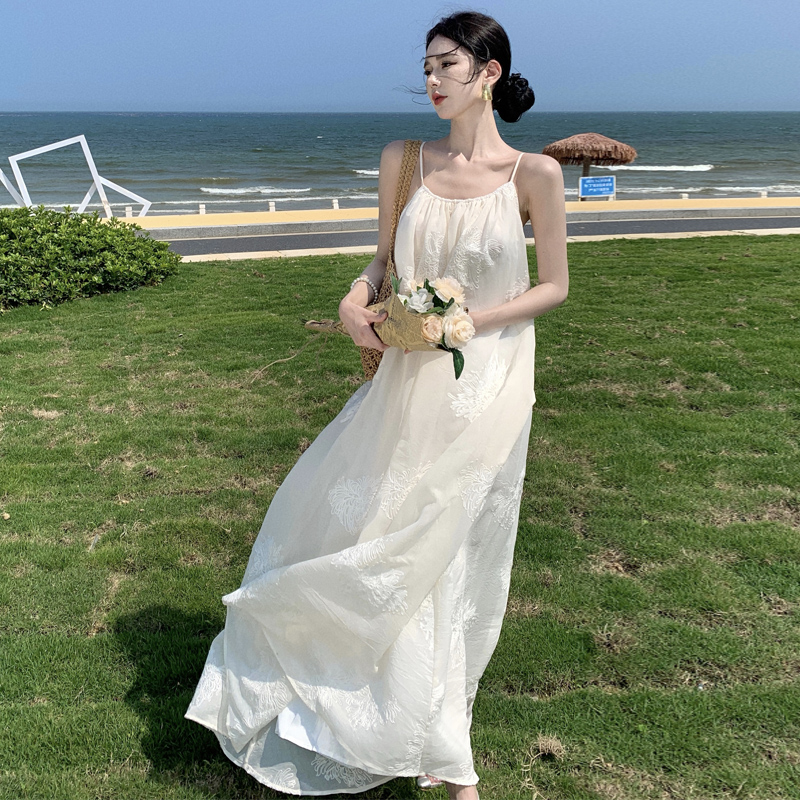 New Chinese Style Embroidered Linen Cami Dress
