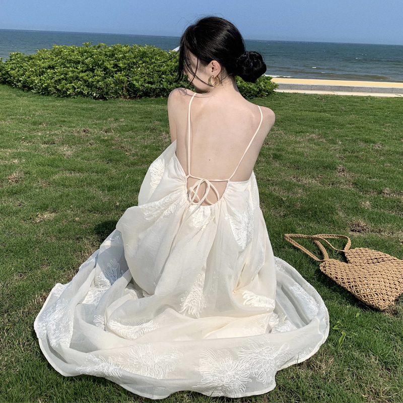 New Chinese Style Embroidered Linen Cami Dress - Image 5