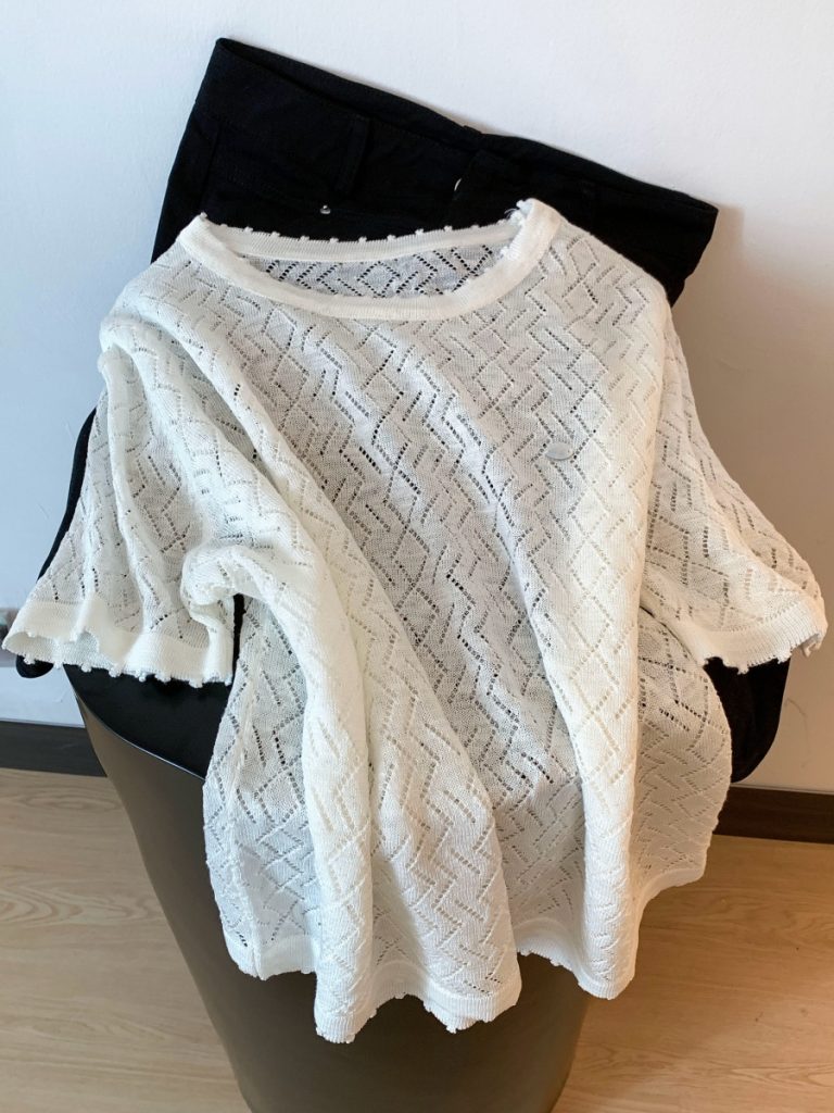 Korean Hollow Jacquard Short Sleeve T-Shirt for Women 2026 Summer Round Neck Soft Casual Top