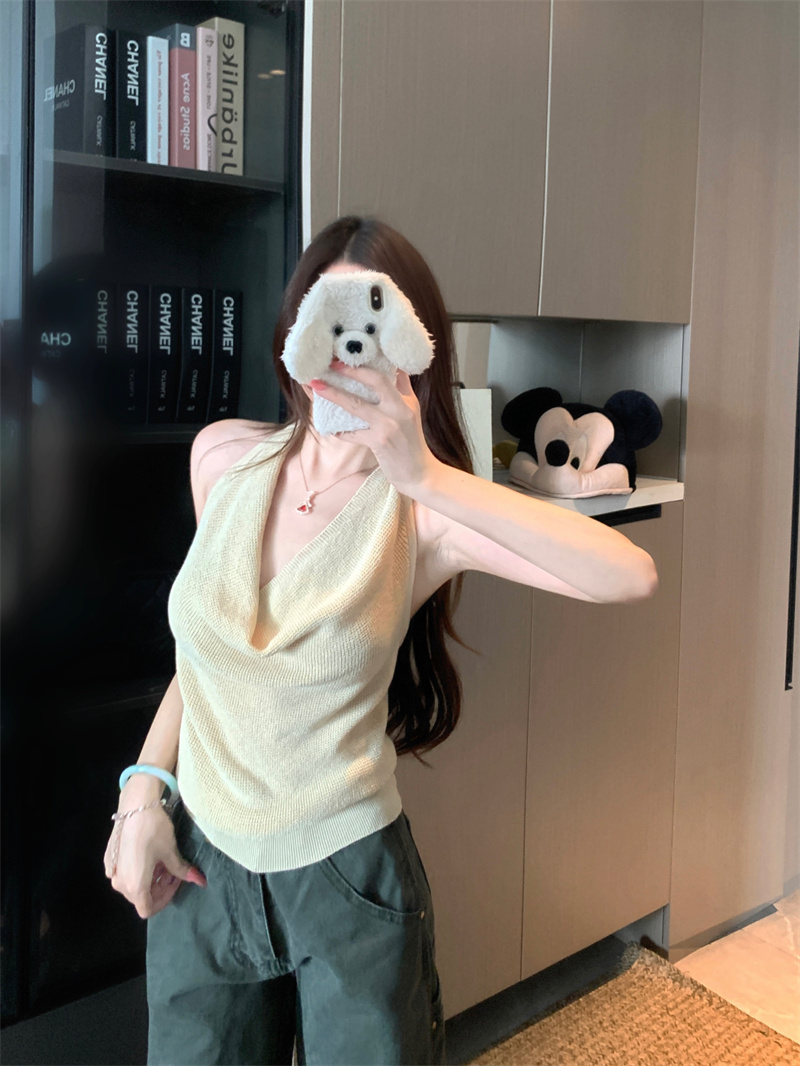 Korean Style Halter Knit Camisole Women Summer Slimming Top - Image 2