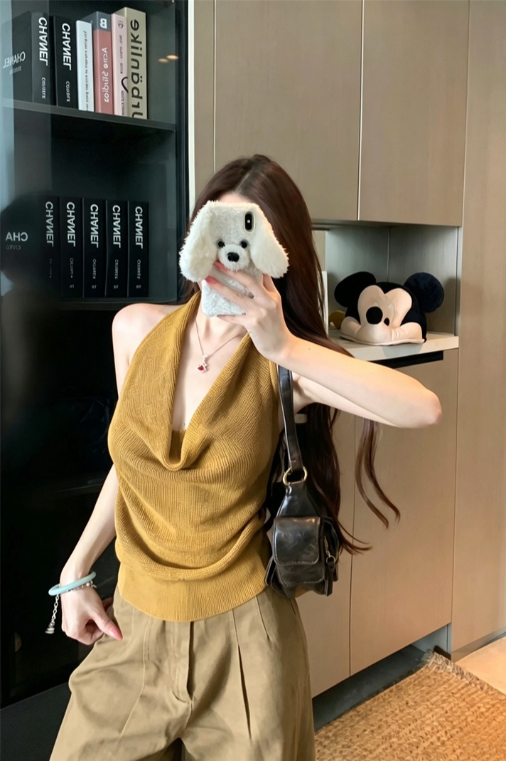 Korean Style Halter Knit Camisole Women Summer Slimming Top - Image 5