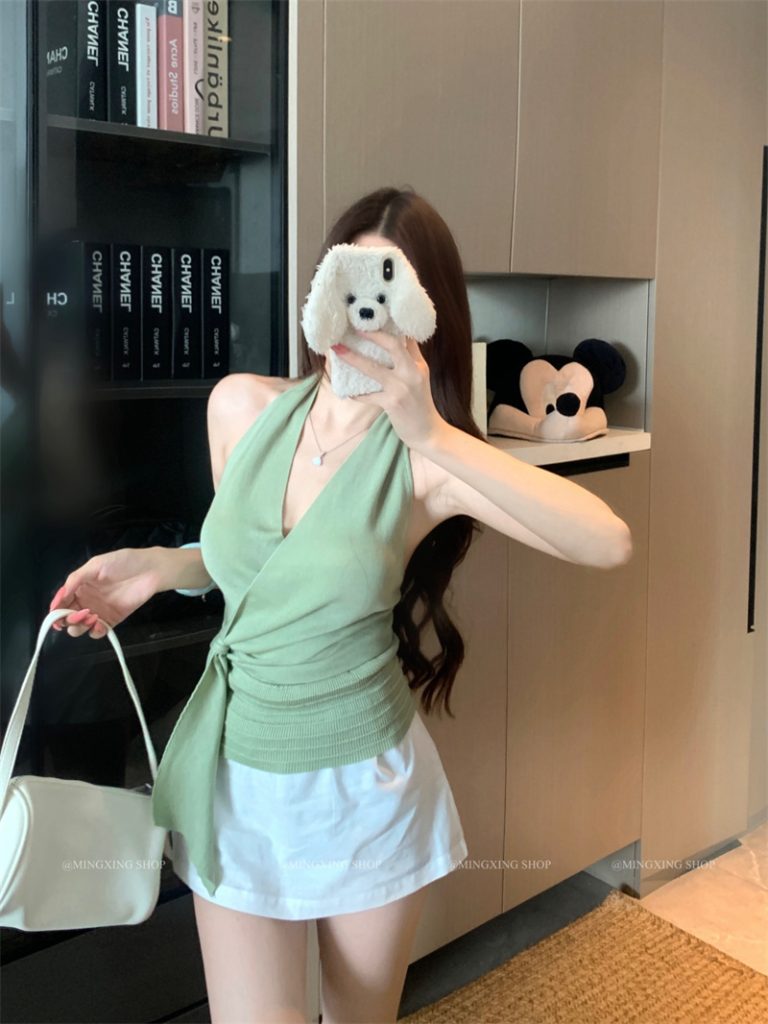 Women's Halter Open Back Sleeveless Irregular Top