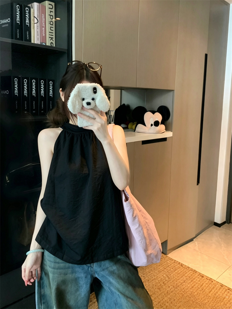 2026 Summer Sleeveless Halter Top with Ribbon Detail for Women - Image 4