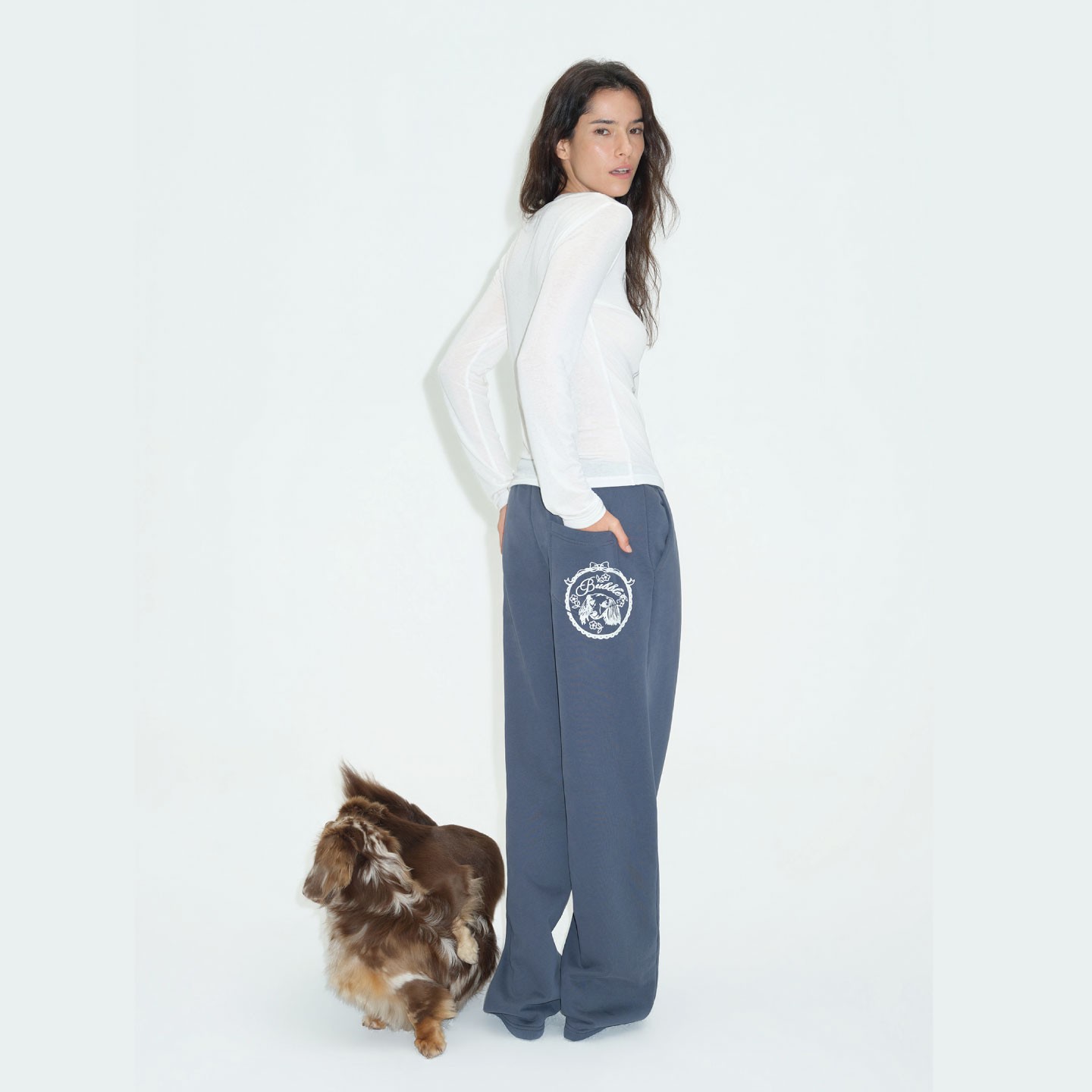 100% Cotton Enzyme Wash Print Wide Leg Casual Pants with Pockets - Image 2