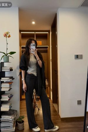 Women's High Waist Drawstring Flared Casual Pants